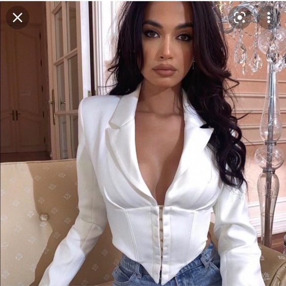 House of CB White Corset Blazer Crop Suit Small - Picture 1 of 9